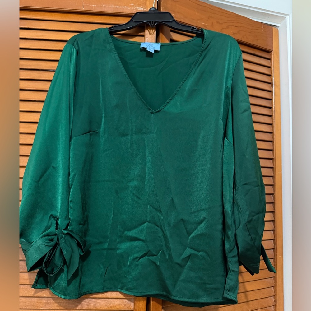 CeCe Emerald V-Neck Blouse - Picture 1 of 4